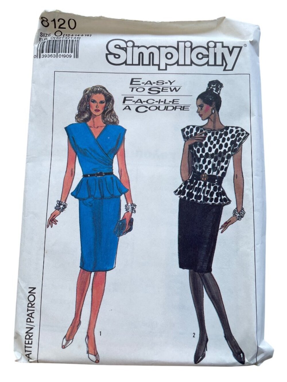 Vintage 80s Simplicity 8120 Sewing Pattern Misses Sizes 12-16 Fitted Dress UNCUT